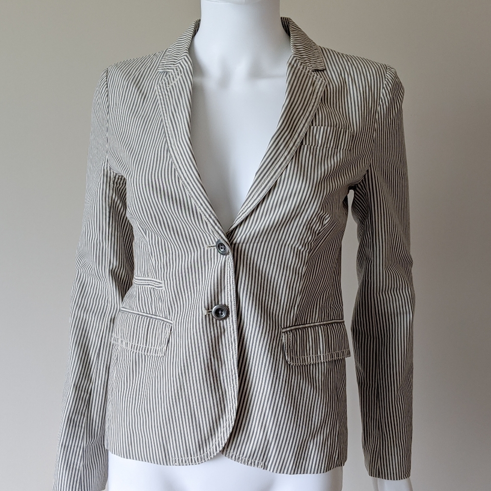 J Crew Pinstripe Blazer Slit Back